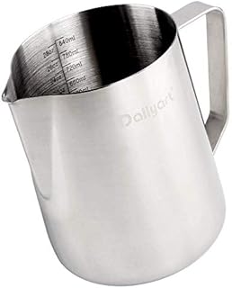Dailyart Coffee Milk Frother Jug 200ml/350ml/600ml/900ml Metal Milk Jug Stainless Steel Coffee Jugs Barista Coffee Accessories for Coffee Latte Cappuccino Frothing Milk Coffee Machine