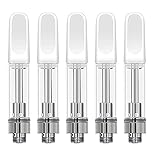 Discoball 5Pack 510 Thread Cartridge 1ml Carts for CBD Vape Tank, Clear Glass Ceramic Mouthpiece, Top Fill Compatible with Ego MT3 CE4 CE5 CE6 Pens Battery, Nicotine Free