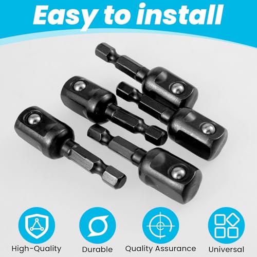 Image of 1 /2 Impact Adapter 5Pcs Square Socket Bit Adapter Black Drill Socket Adapter Impact Socket Adapter Set For Impact Driver Automotive Diy Extension Socket Driver Bits Manual Impact Driver(1 /2x50mm)