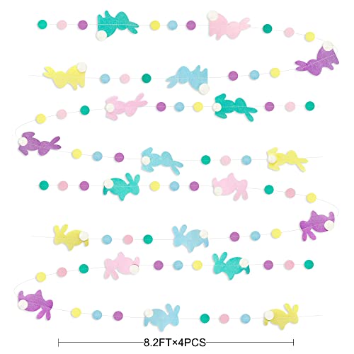 Image of pinkblume Easter Party Decorations Pastel Easter Bunny Circle Dot Garland Streamer Hanging Felt Polka Dots Rabbit Easter Banner for Happy Easter Day Spring Birthday Tea Party Home Decorations Supplies