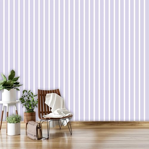 Image of DWELLSINDIA Purple Vertical Striped Wallpaper for Wall Decor | Self Adhesive Peel & Stick, Thick Textured Premium Paper | Waterproof, Scratch Resistant Laminated | Bedroom & Living Room | 41x244 cm