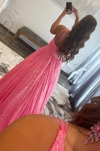 VCCICANY Sequin Prom Dresses for Women Sparkly One Shoulder Long Formal Evening Dresses Ball Gowns with Pockets2
