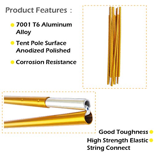 image for Azarxis Tent Pole Repair Kit Splint Support Kit Replacements Aluminum 