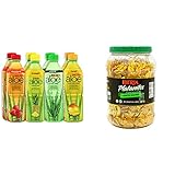 Iberia Aloe Vera Drinks, Variety (Pack of 8) + Iberia Salted Plantain Chips Jar, 1.75 lb. Bundle