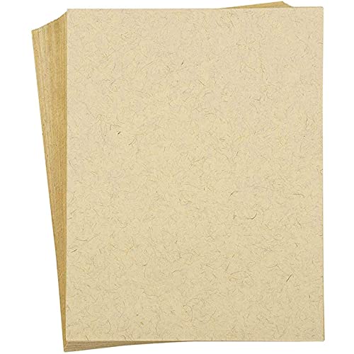 50-Sheet Stationery Paper - Tree- Free Handmade Paper for Letters, Invitations, 200 GSM, Laser and Inkjet Printer Friendly, Ivory with Jute Design, Letter-Sized, 8.5 x 11 Inches