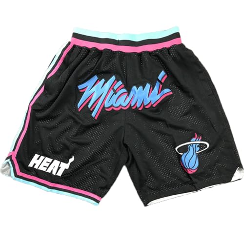 MCQOmcil Short de Basket-Ball Miami Heat for Hommes, Pantalon de Sport Respirant à Haute élasticité (Color : 1, Size : L)