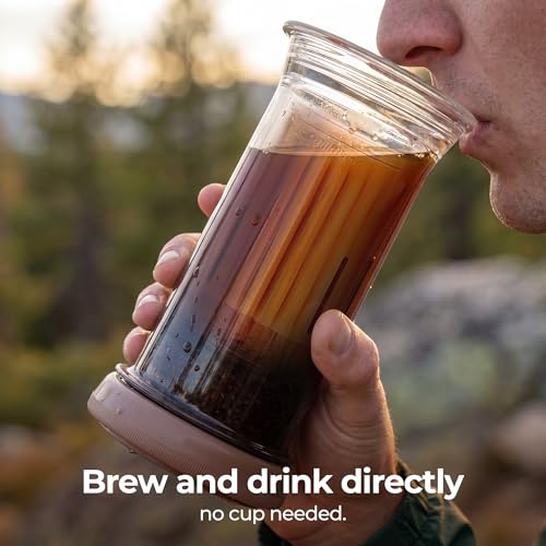 Image of D1 Camping Coffee Maker with 60-Count Filter Paper, 8oz Extra Small Portable Cold Brew & Espresso Coffee Press, French Press, Pour-Over & Espresso Style Manual Brewer,
