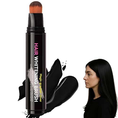 Hair Root Touch Up Stick & Brush – Temporary Hair Dye Pen for Grey Coverage, Natural-Looking Root & Beard Touch Up, Easy to Use, Travel-Friendly, for Men & Women (black)