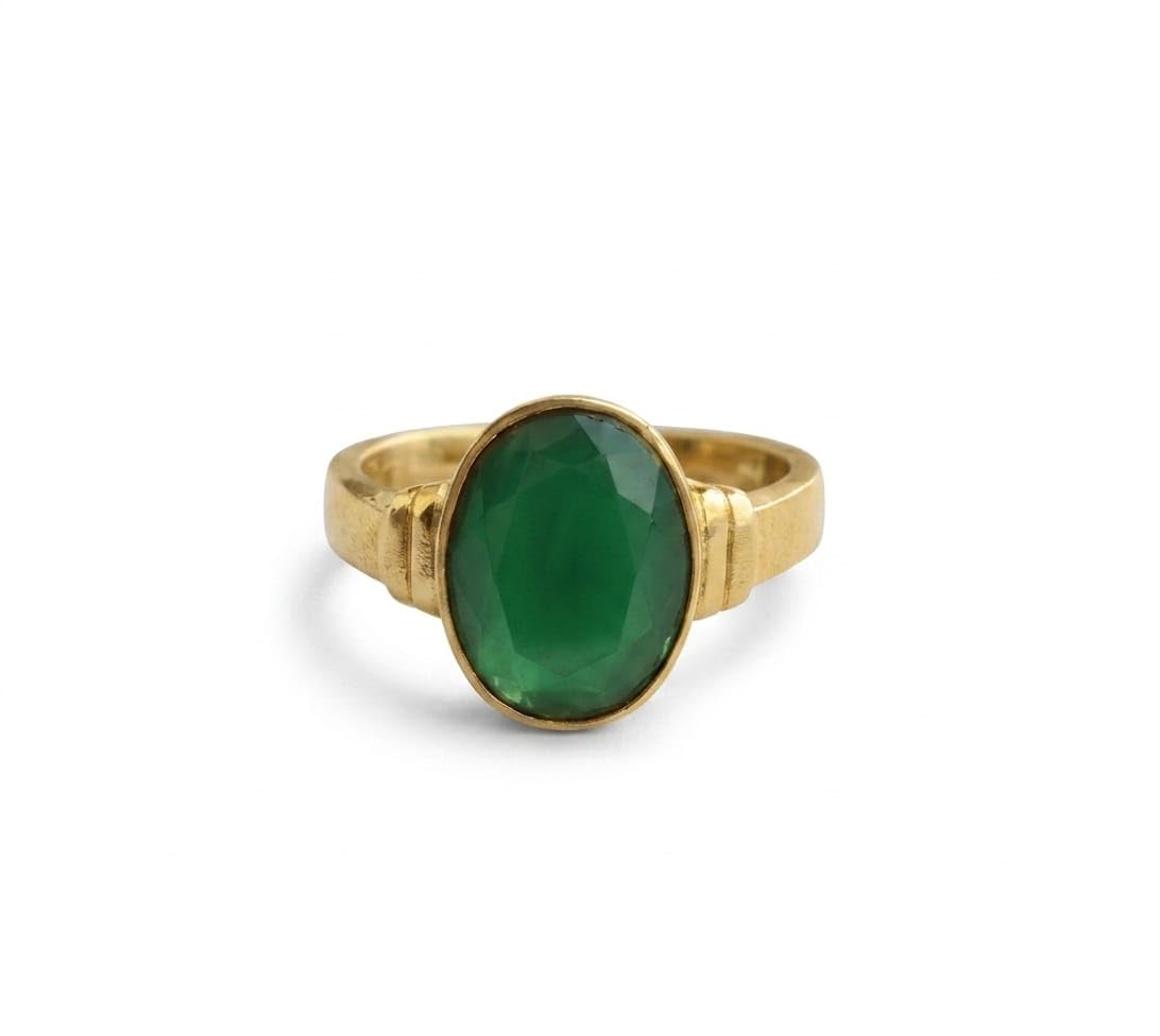 Emerald Ring Adjustable Panna Gemstone Gold Plated Ring Astrological Purpose for Men and Women-image-49