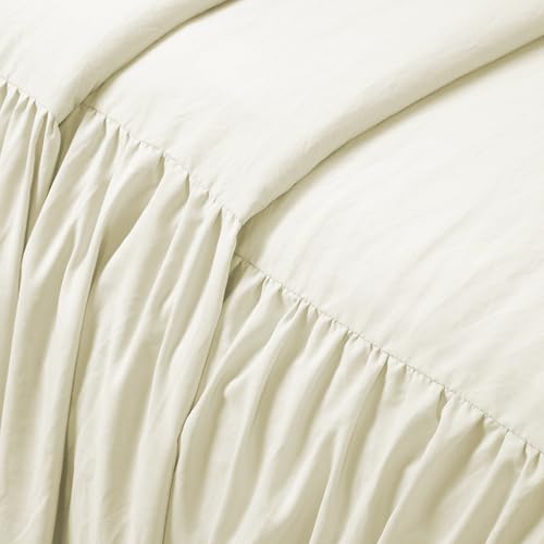 image for Lush Decor Ruffle Skirt Bedspread 3 Piece Set, Queen, Ivory - Cream Qu