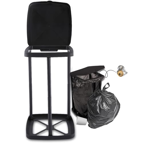 SilverChry Support Sac Poubelle, Poubelle Exterieur, Sac Poubelle Jaune, Porte Sac Poubelle avec Couvercle, Support de Sac Jaune réglable en Hauteur pour...