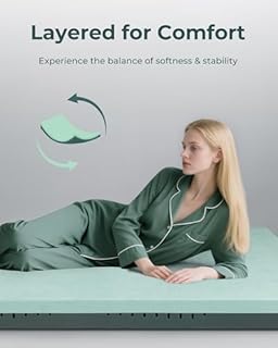 Bacalar Mattress Topper Double Bed Thick, Double Mattress Topper for Back Pain Relief