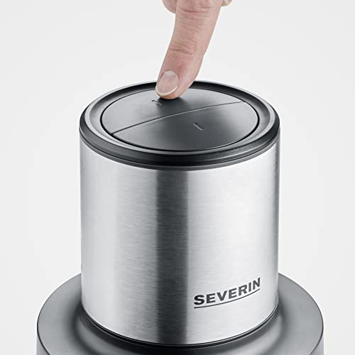 SEVERIN Universalzerkleinerer, Multizerkleinerer für grobes und feines Zerkleinern, geeignet für Crushed Ice, Käse, Nüsse und mehr, matt-schwarz/Edelstahl-gebürstet, KM 3867 5