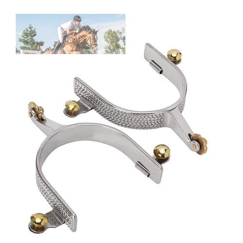 Sporen aus Edelstahl Retro Pferdesporen, 8 cm Innendurchmesser, Western Sporen, Pferdestiefel Sporen, Western Edelstahl Roping Sporen mit Messing Zahnrad Sporen Dekoration