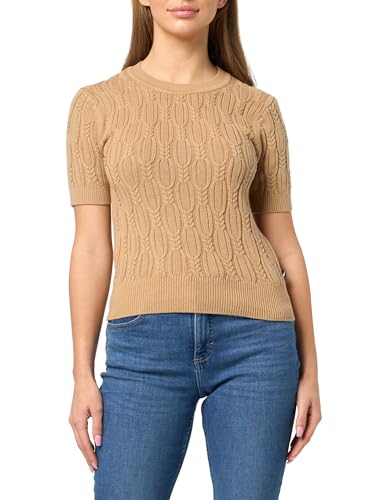 El Mejor Listado de Ferrioni Ropa Mujer del mes. 40 Nautica - Suéter de Manga Corta con Cuello Redondo para Mujer, Tannin, X-Small