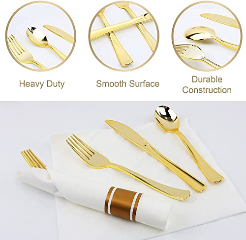 Guofa W-30 Pre Rolled Gold Plastic Cutlery 30 Pack thumb #3