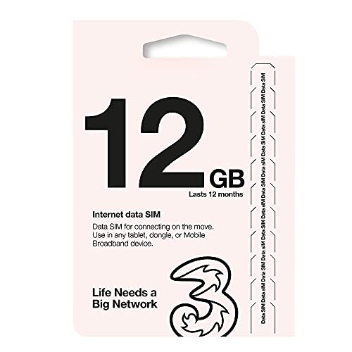 Three Mobile Pay As You Go Mobile Broadband 12 GB Data SIM