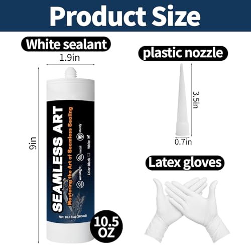 Image of White Professional Automotive Seam Sealer, Polyurethane Seam Sealer Automotive, Suitable for Metal Surfaces Such As Cars and Trucks (10 Oz)