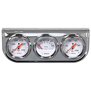 BOSCH SP0F000046 Style Line 2″ Triple Gauge Kit (White Dial Face, Chrome Bezel)