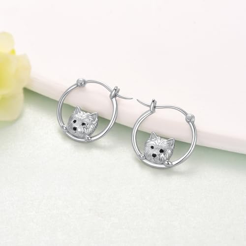 Sterling Silver Westie Dog Earrings Cute West Highland Terrier Hoop Earrings Perfect Westie Gifts for Women Dog Lover Jewelry2