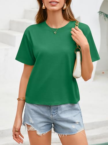 Image of UNCLECAT Womens Short Sleeve Crop Tops Summer Basic Cropped T Shirts | Workout,Casual,Crew Neck Tee,Boxy Loose Fit,Cotton Trendy Clothes