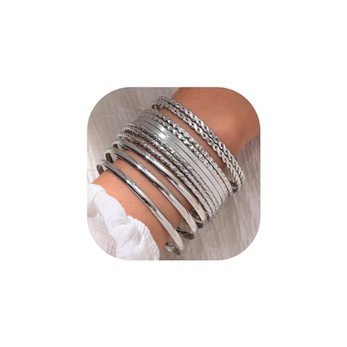 19Pcs Gold Bangle Bracelets Set for Women Boho Multi Layer Stack Textured Bracelets Indian Chunky Bangle Bracelet for Women Teen
