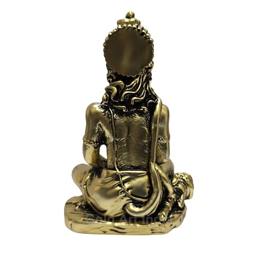 Image of Gold Art India Hanuman ji murti Home Decor Article | Mediating Bajrangbali Idol for Gifting | Maruti Statue for Puja & Office Desk | Hanuman for House Warming (5 x 3)