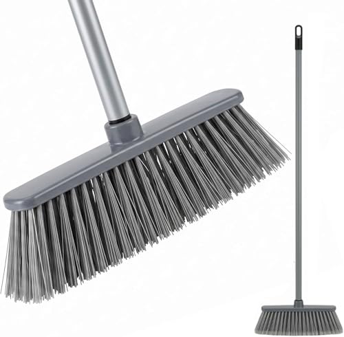 EDS 12 Soft Bristle Indoor Broom with 120cm Stainless Steel Handle Lightweight Sweeping Brush for Tile Wood & Laminate Floors Ideal for Kitchen Living Room Patio & Pet Hair Removal (PACK OF 1)