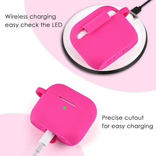 Image of Apple AirPods 4 Case, Cute Apple AirPods 4 Case Cover for Women Girls, Silicone Protective Case with Bracelet Keychain (Fuchsia Pink, AirPods 4 Case)