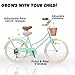 Glerc 24 Inch Beach Cruiser Bike, 6-Speed Hybrid City Bicycle for Girls Youth and Over 6 Years Old, Missy Bike with Wicker Basket & Lightweight, Mint