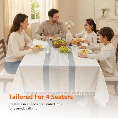 Image of Amazon Basics Tablecloth for Dining Table Cover, Microfiber Fabric Rectangle Tablecloth, 40x60 Inches 4 Seater (Grey, 4 Seater)