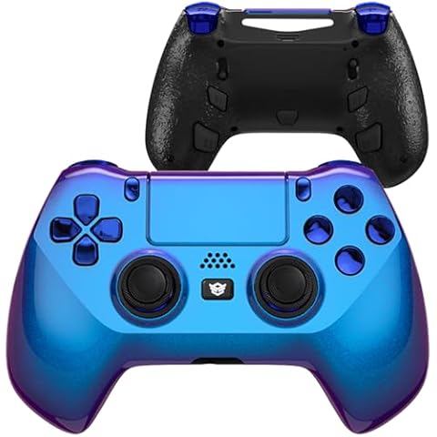 HEXGAMING HYPER Wireless Controller Compatible with ps4-4 Back Buttons, Triggers Stop, Interchangeable Thumbsticks - Blue Chameleon Cover