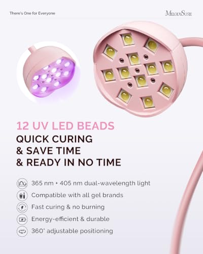 Image of MelodySusie Gooseneck Cordless UV Nail Lamp P-ArtM2 Light for Nail Tips | 360Angle,Rechargeable Fast Curing,4 Timers Cures,12W,1500mAh,Rhinestone Glue,Cat Eye,Solid Nail Glue Gel,for DIY at Home