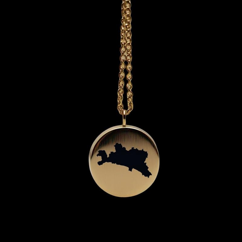 Colgante mapa de la República de Génova dije de la Tierra plata oro 14 k 24mm 2