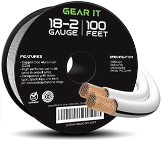 18AWG Speaker Wire, GearIT Pro Series 18 AWG Gauge Speaker Wire Cable (100 Feet / 30.48 Meters) Great Use for Home Theater Speakers and Car Speakers White