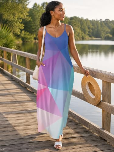 Image of SUZONANA Women Plus Size Summer Maxi Dress Spaghetti Strap Loose Sundress