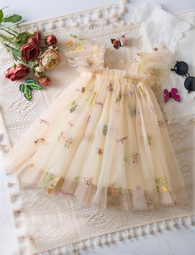 Toddler Baby Girl Tulle Dress Sleeveless Layered Tutu Dress Fluffy Flower Sundress with Back Butterfly2