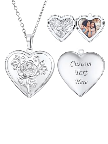 Collier photo personnalisé en forme de coeur U7 pour femme en acier inoxydable avec chaîne de 50cm