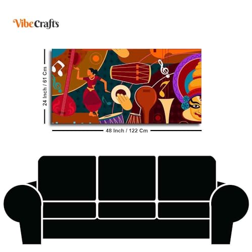 Image of VIBECRAFTS Canvas Paintings for Living Room Drawing Room Dance & Music Instruments Canvas Wall Painting for Homedecore|Office|Gift|Livingroom|Bedroom(PTVCH 2399N)(48 x 24 Inches)