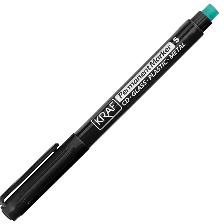 Kraf Permanent Marker Silgili, Siyah, S Uç, Suya Dayanıklı, CD/DVD/Cam/Plastik/Metal için, 12'li Paket