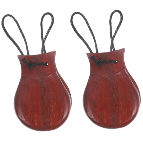 TOBBOMEY Castañuelas de Percusión de Madera de Peral Maciza sin Mango 2 Unidades Instrumento Musical para Adultos Sonido Nítido y Ergonómico Ideales para Actuaciones y Ocio