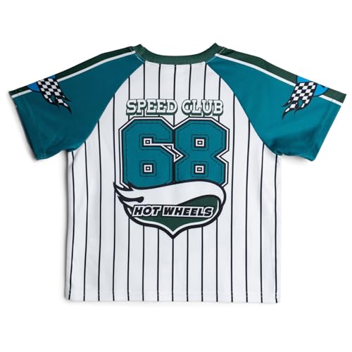 Hot Wheels Little Boys Mesh Baseball Jersey Athletic T-Shirt and Shorts Outfit Set Tropical Teal Green 5 - image 4