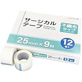 caressis サージカルテープ 不織布テープ 医療補助テープ 低刺激 かぶれにくい 包帯固定 ガーゼ固定 手で切れる 不織布タイプ (25mm×9M)