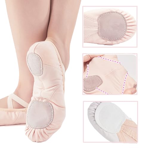 missfiona Canvas Ballet Shoes for Girls Toddler Dance Slippers with Flex Arch,Split Sole4
