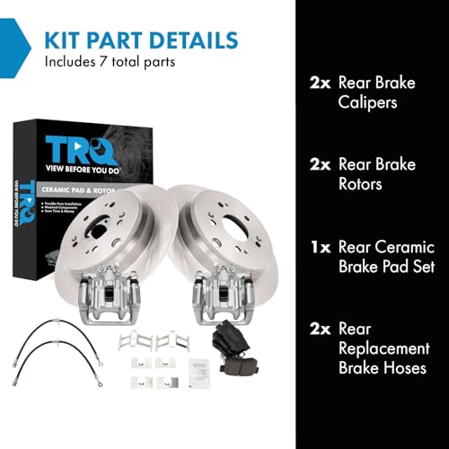 Image of TRQ Rear Brake Pad & Rotor Kit Ceramic Compatible with 2007-2012 Acura RDX