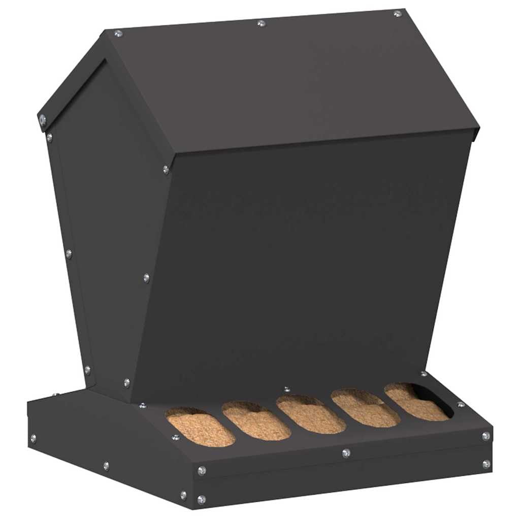 Comedero para pollos de acero laminado en frío lacado negro, 30 x 30 x 39 cm, resistente a la intemperie, para interior y exterior, con capacidad de 4 kg, práctico comedero para aves de corral