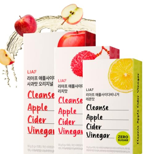 LIAF Apple Cider Vinegar | Variety Pack 3 Flavors Apple Lychee Lemon | 30 Individual Packets