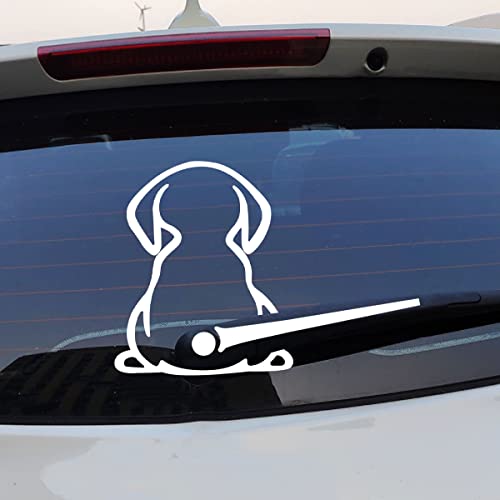 Moioee 2Pcs Car Dog Rear Wipers Windshield Window Decals, Funny Cartoon Puppy Dog Moving Tail Stickers, Auto Docoration Waterproof Cute Animal Dog Waving Tail Wiper Sticker For Suv Truck Van (White) #TOP3