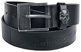 Breite: ca. 3,8 cm Rock Rebel by EMP Unisex schwarzer Gürtel mit Totenkopf Detail 120 cm