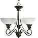 Brown 3-Lt. Chandelier with Etched Watermark Glass P4580-20 by Progress Lighting